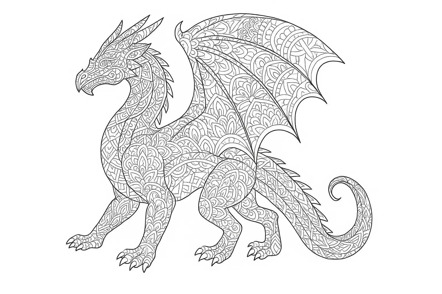 Fantasievoller Drache zum Ausmalen