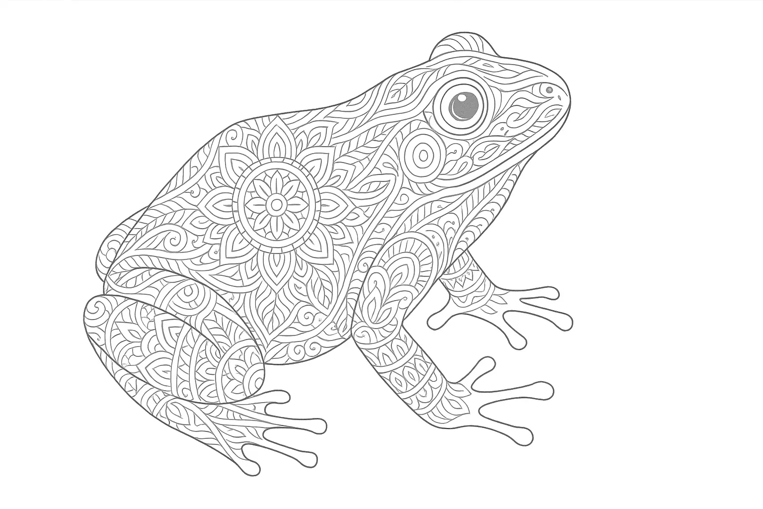 Filigranes Ausmalbild mit Frosch