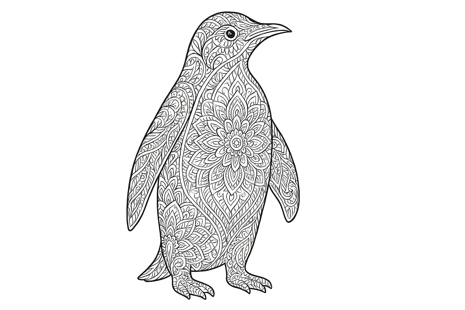 Pinguin in kunstvollen Mustern