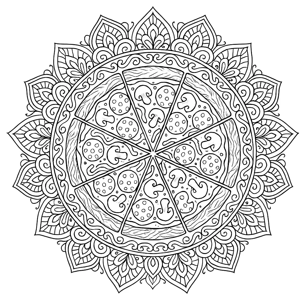 Pizza mit Salami, Käse und Pilzen