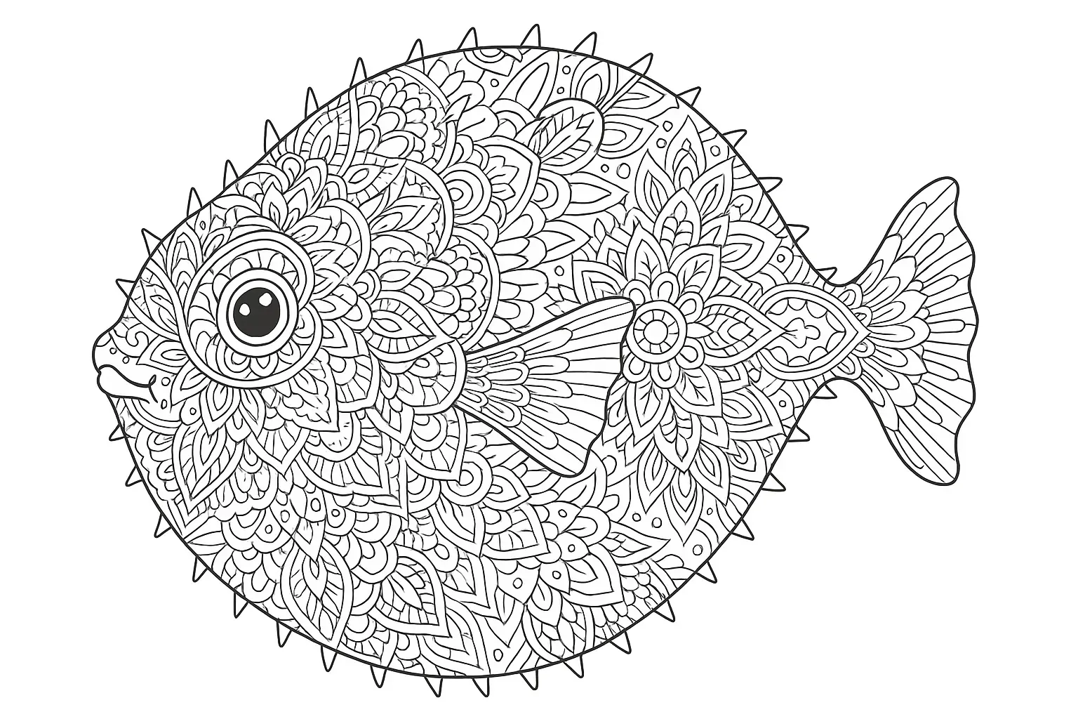 Kugelfisch als detaillierte Malvorlage