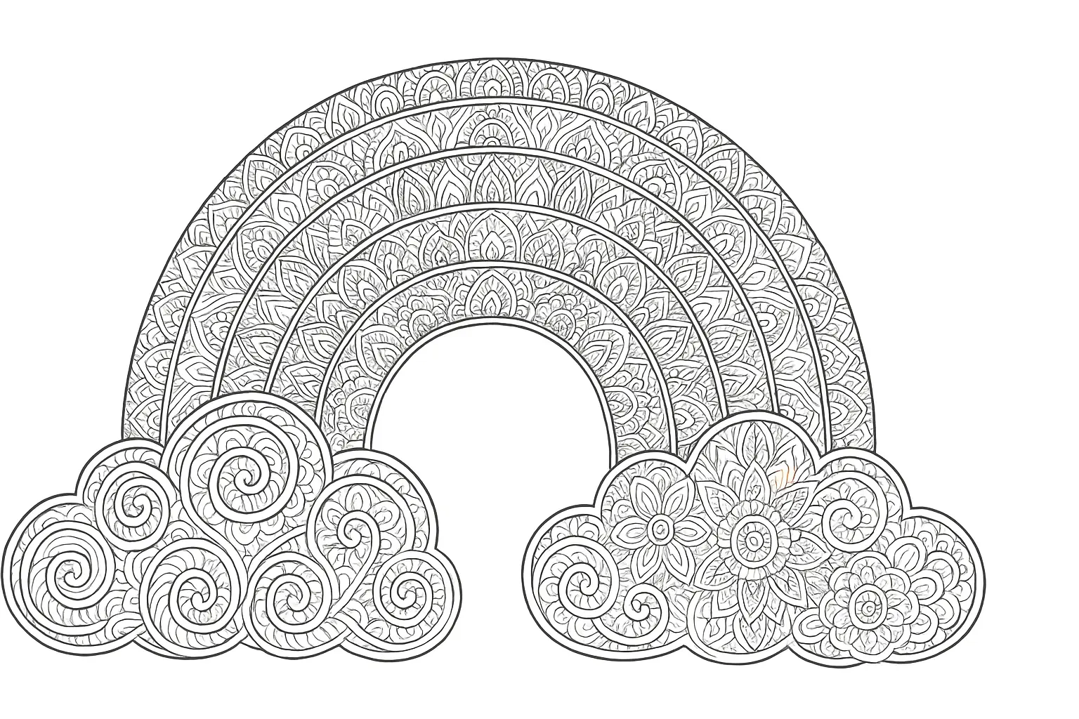 Regenbogen als detailreiche Malvorlage
