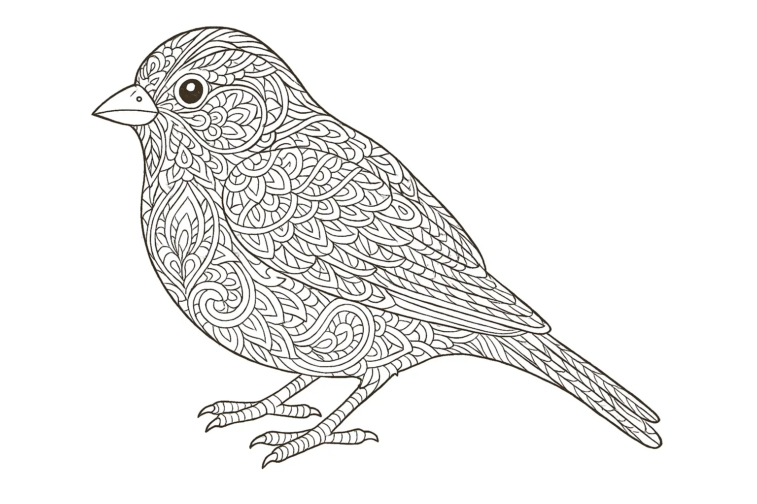 Spatz als detailreiche Malvorlage