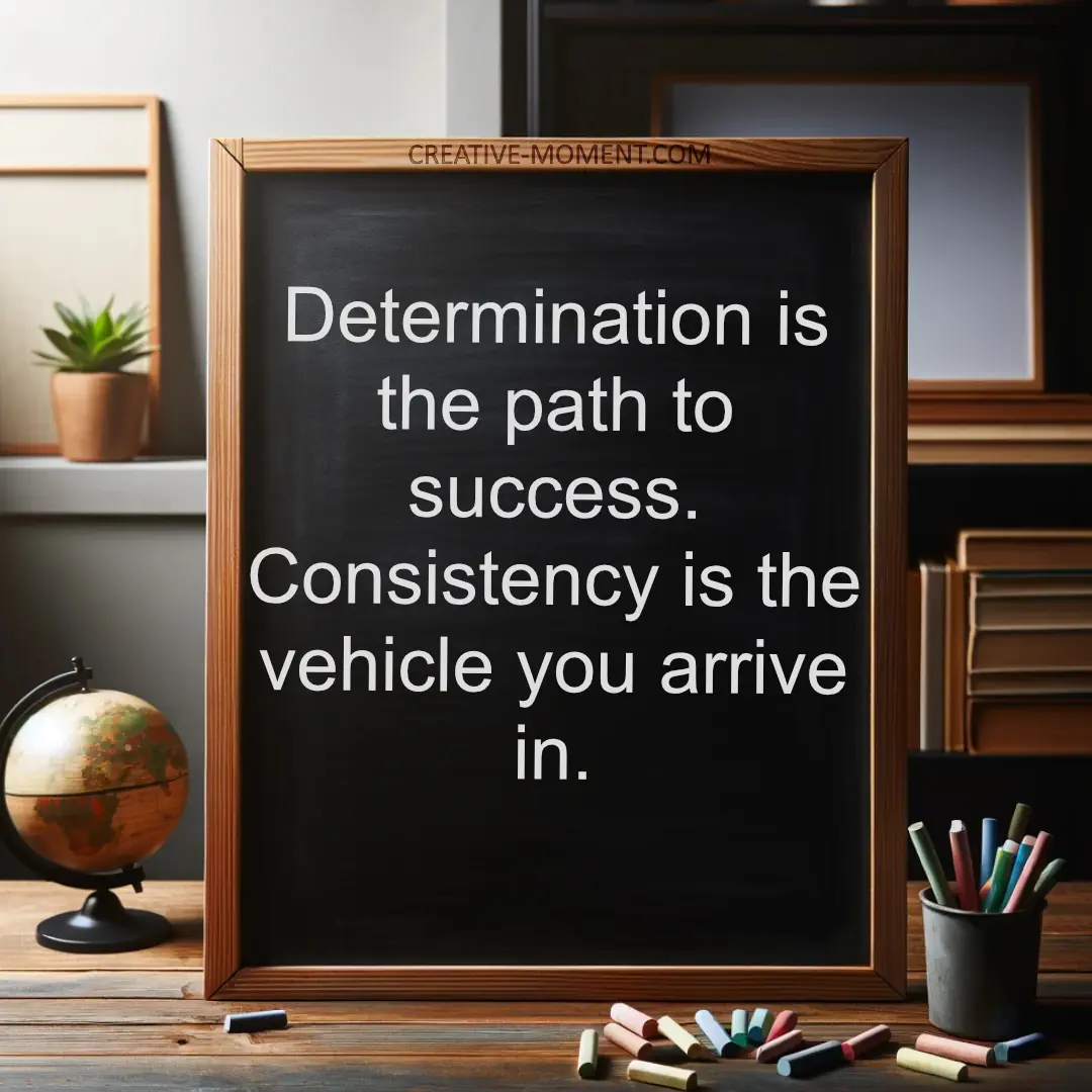 Determination is the path to success. Consistency is the vehicle you arrive in