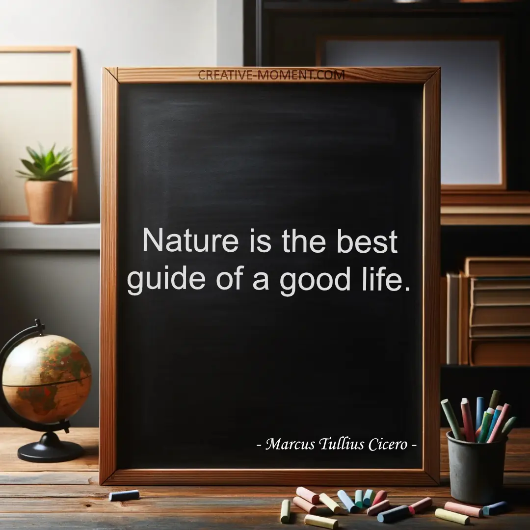 Nature is the best guide of a good life