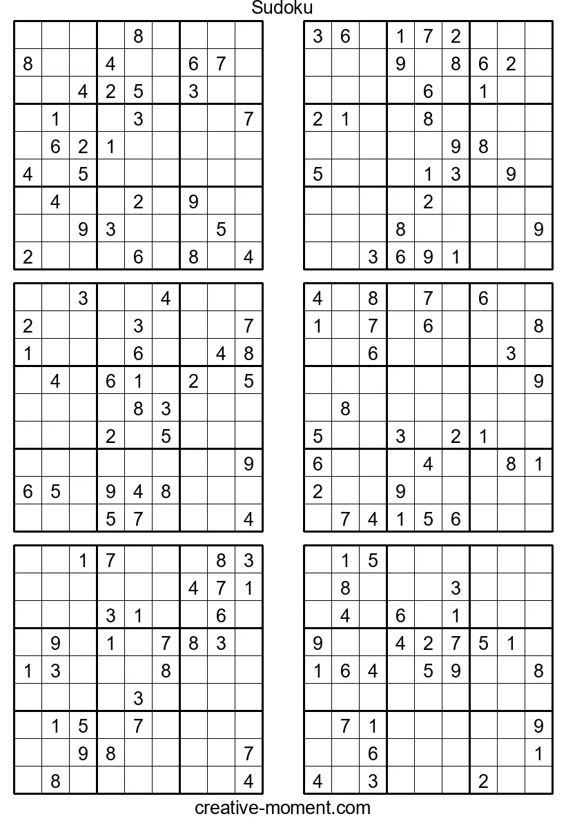 Gehirnjogging extrem: Sehr schwere Sudoku kostenlos zum Ausdrucken