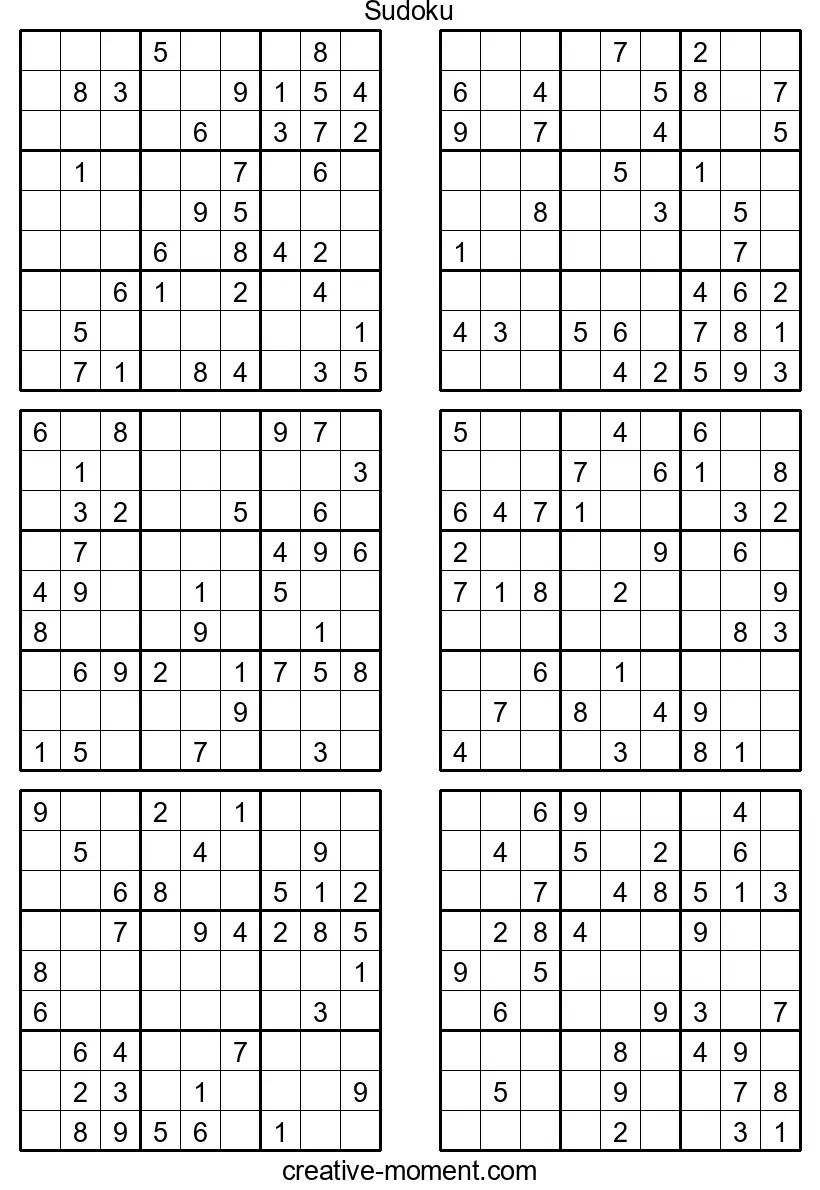 Fordere Dich heraus: Kostenlose mittelschwere Sudoku-Puzzles zum Ausdrucken