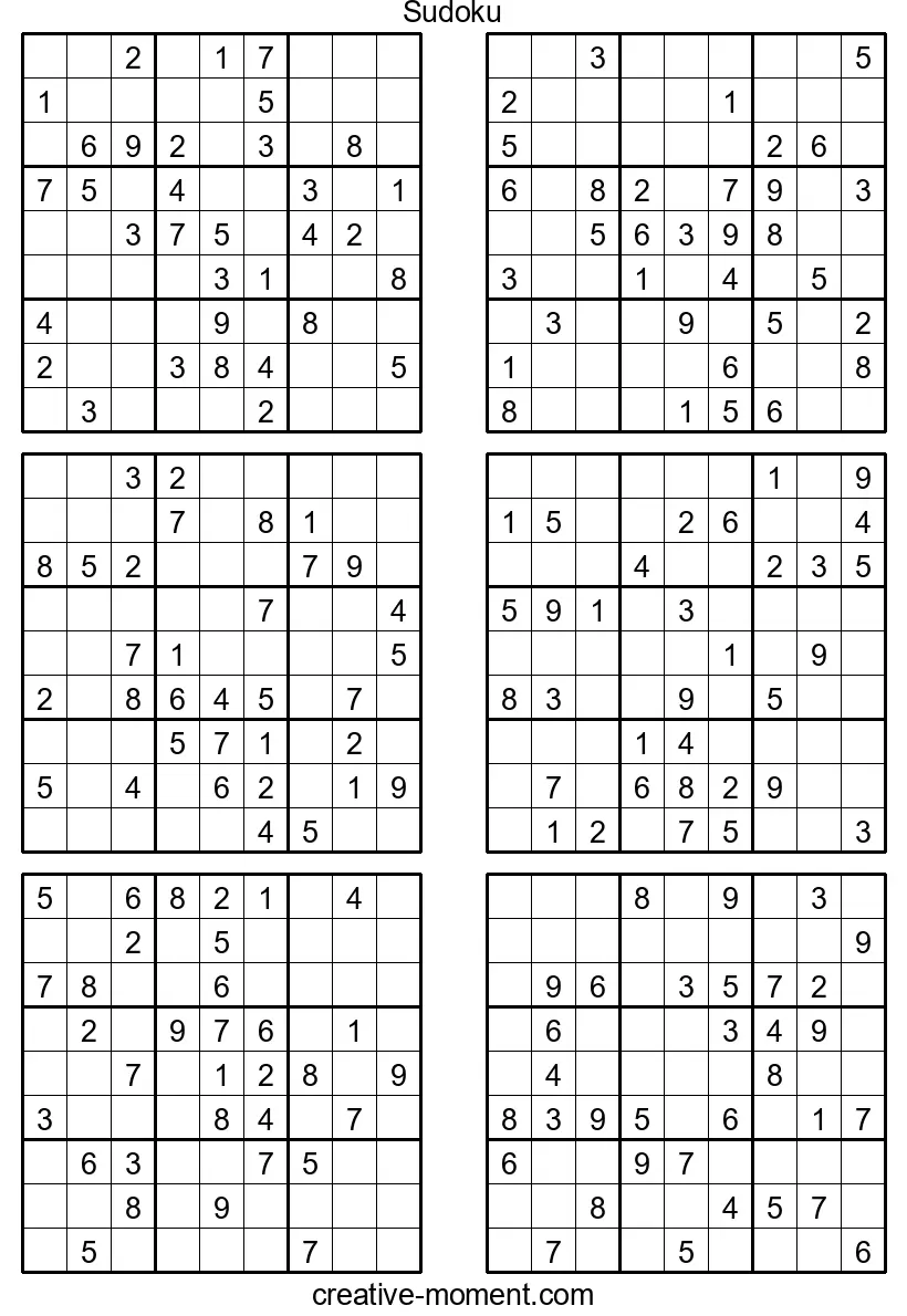 Mittelschwere Sudoku-Rätsel: Kostenlos ausdrucken