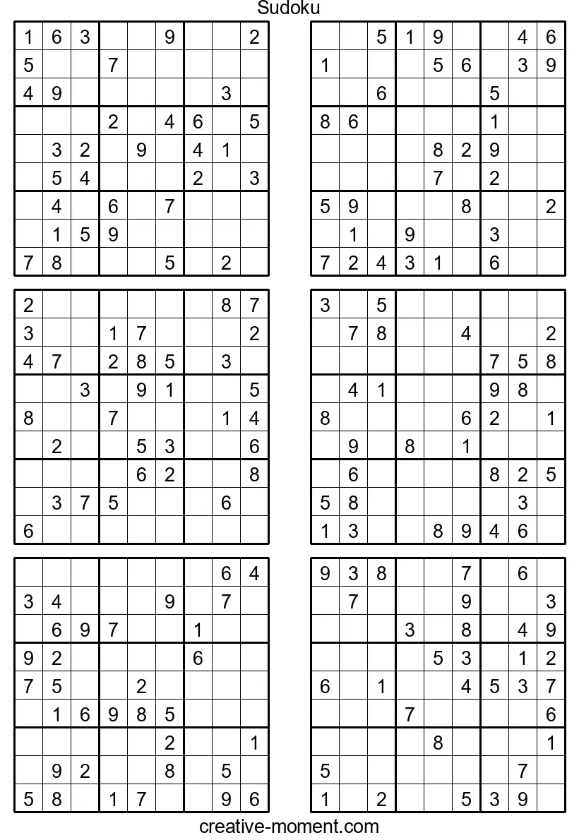 Sudoku mittleren Grades: Kostenlos ausdrucken und Herausforderung annehmen