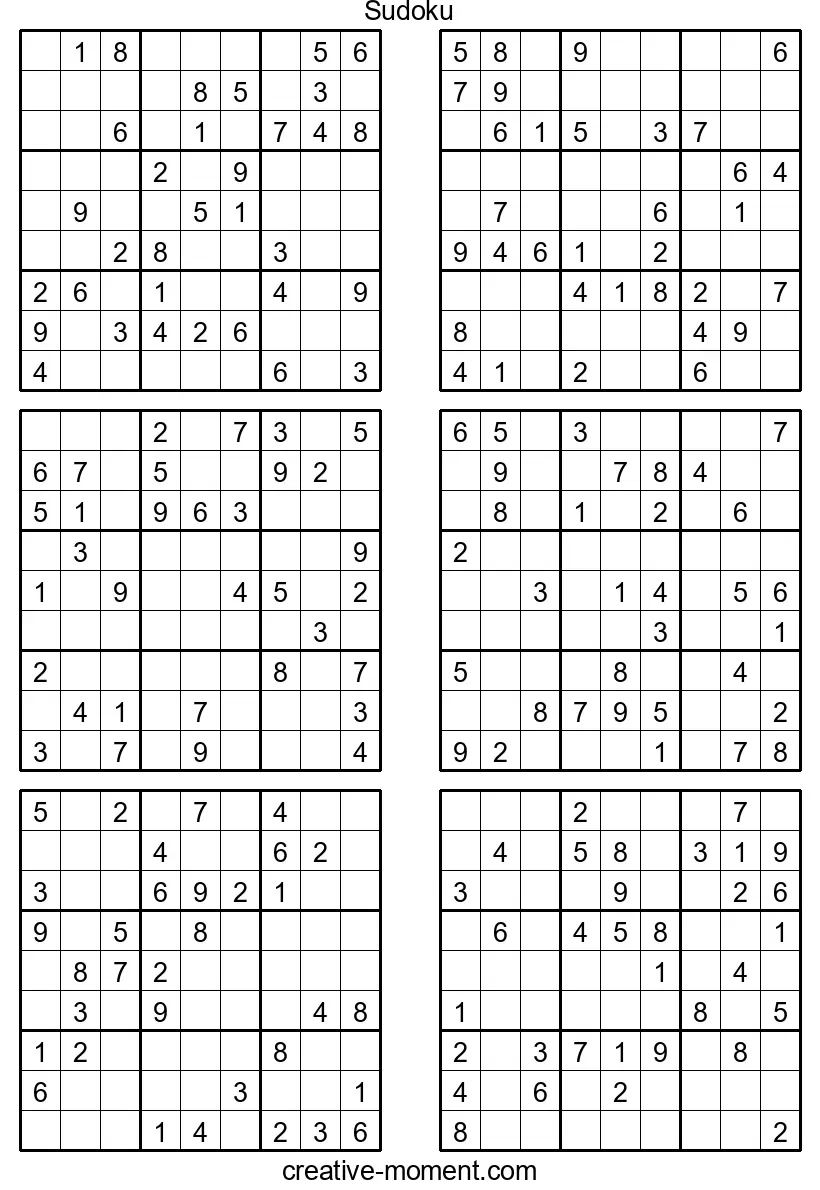 Sudoku mittleren Niveaus: Gratis spielen, PDFs drucken und meistern