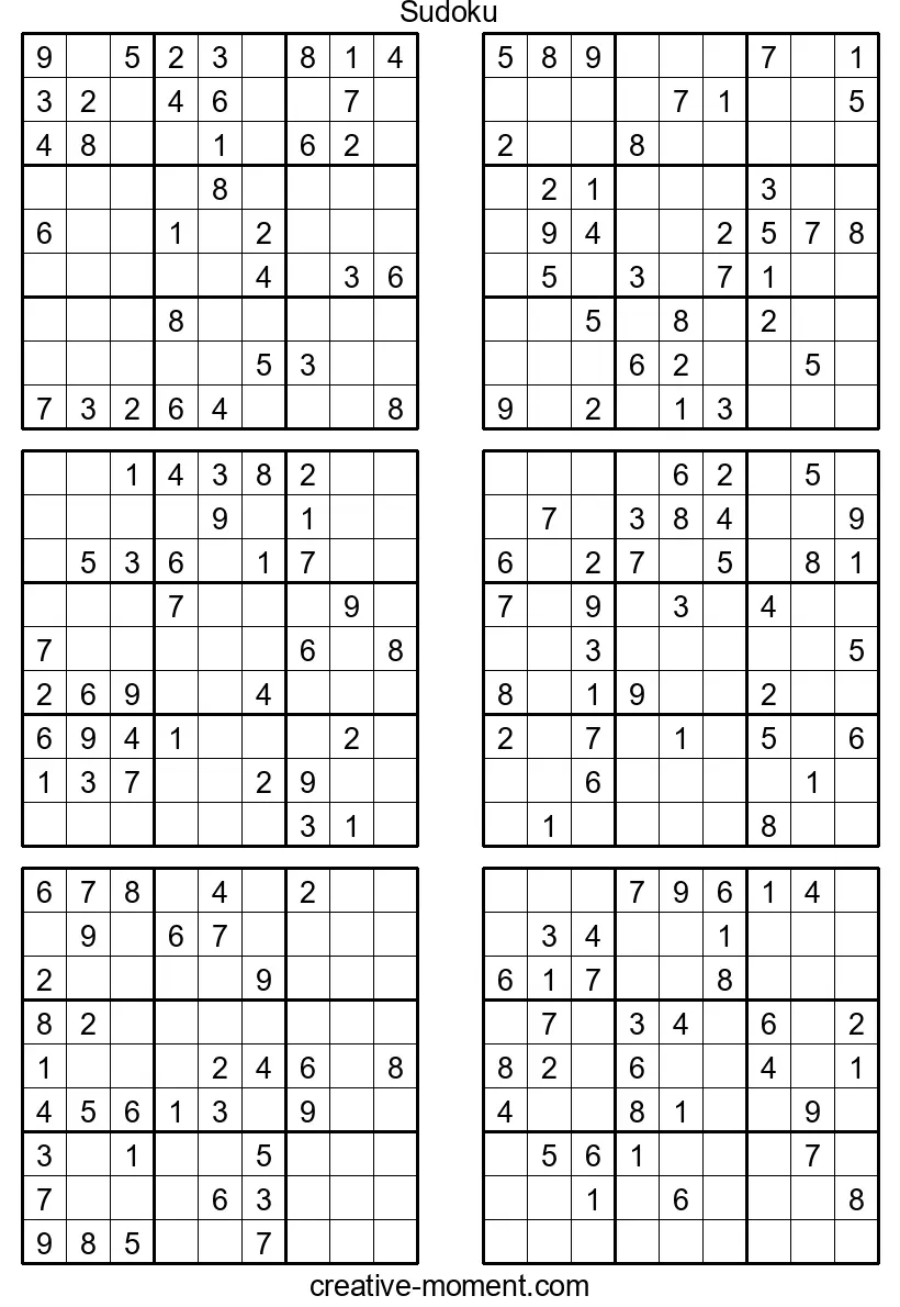 Puzzles fürs Gehirnjogging: Mittelschwere Sudoku gratis ausdrucken