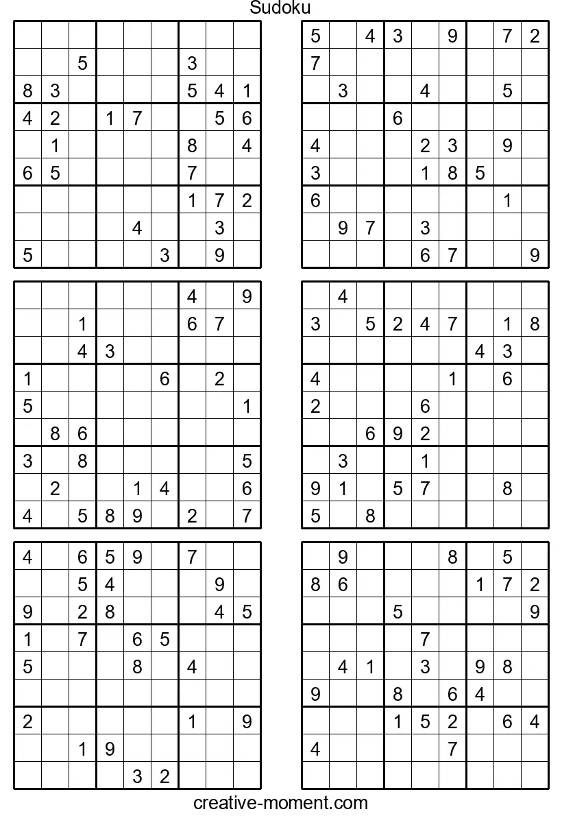 Sudoku für Denksportler: Schwere Rätsel gratis online zum Ausdrucken