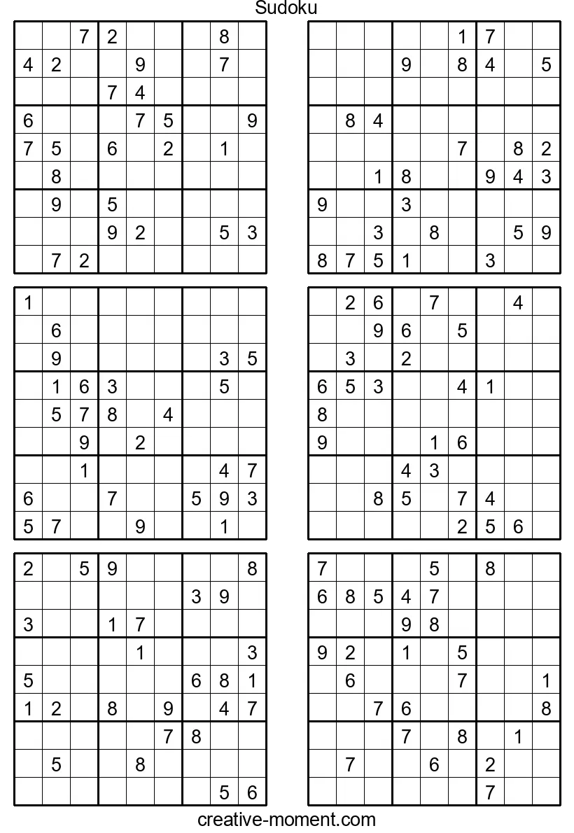 Sudoku-Höchstschwierigkeit: Schwere Rätsel kostenlos online ausdrucken