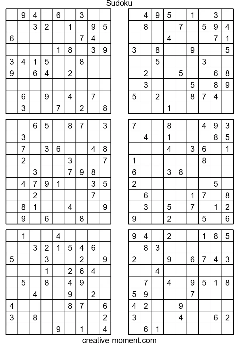 Entfalte Dein Sudoku-Potenzial: Mittelschwere Puzzles kostenlos zum Ausdrucken